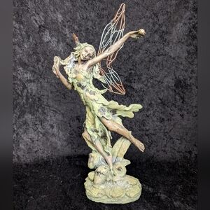 Large Resin & Metal Fairy Faerie Sculpture Statue Whimsical Decor